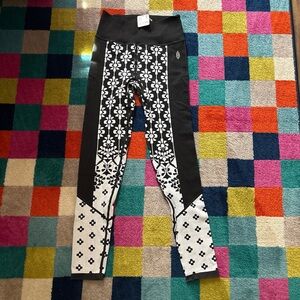 Free People Black & White Floral Panel Leggings